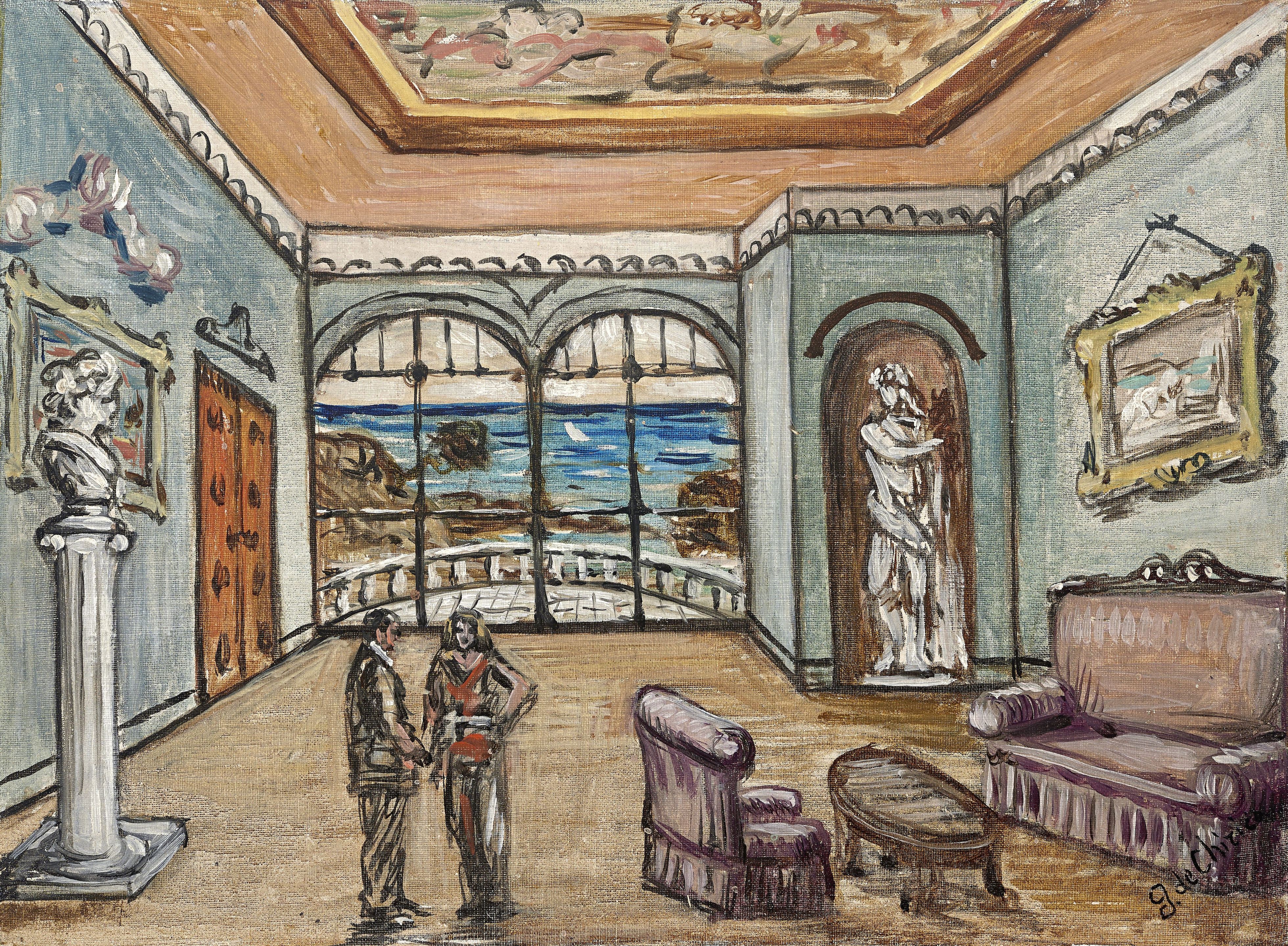 Interno con figure- bozzetto teatrale