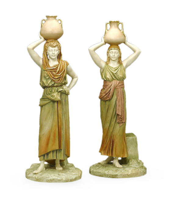 Bonhams : A pair of large Royal Worcester figures of Moorish Slaves ...