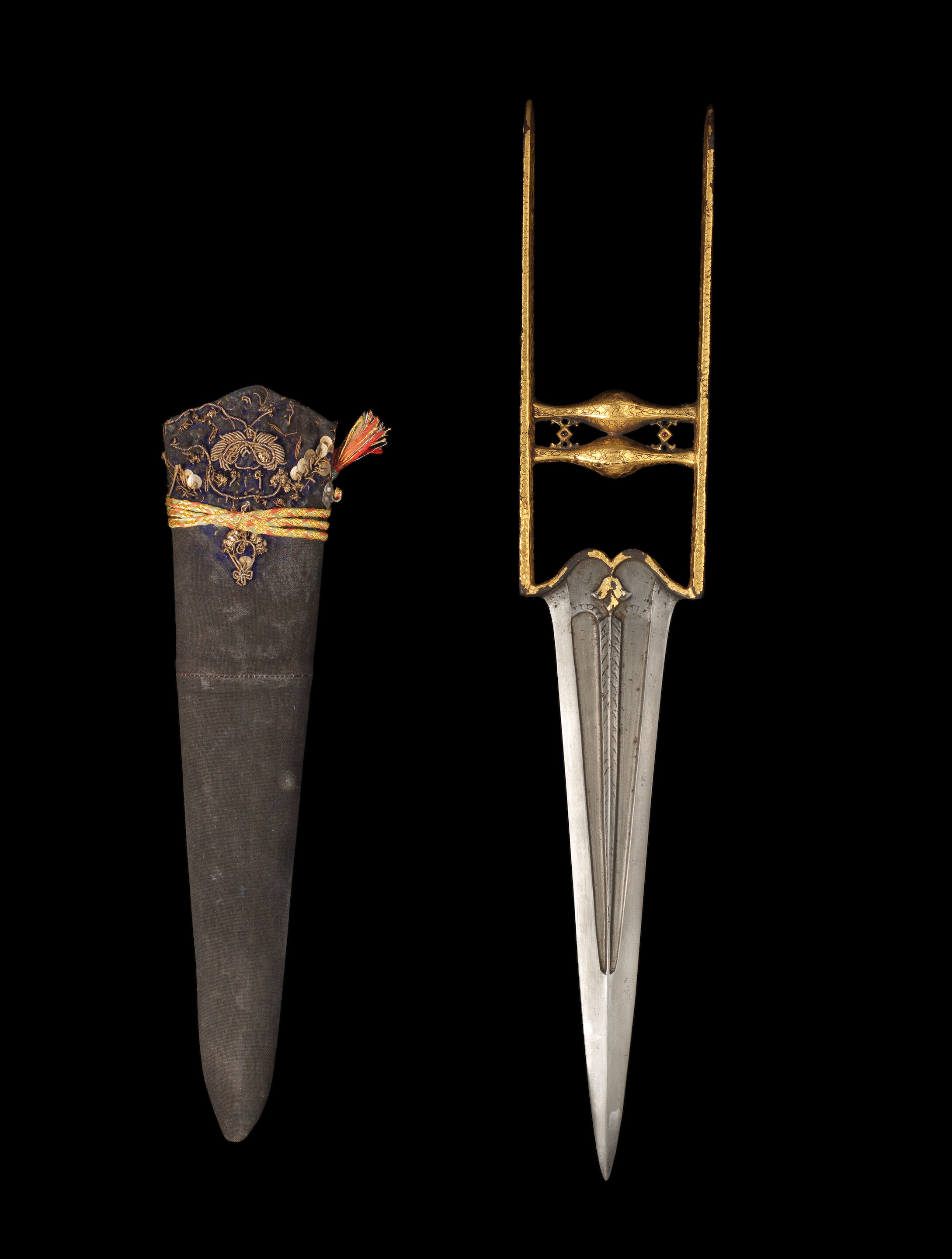 Bonhams : A gold-overlaid gem-set steel push dagger (katar) India, 18th ...