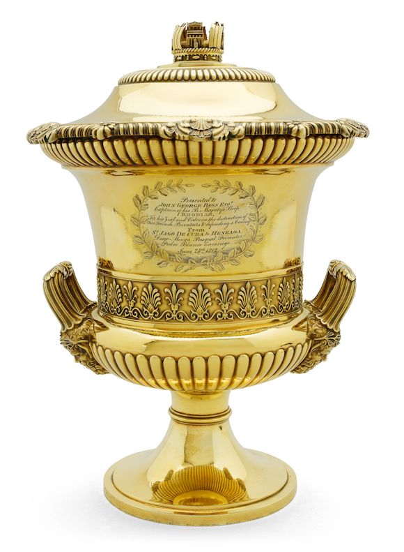 Bonhams : NAVAL INTEREST: A George III silver-gilt two-handled cup and ...