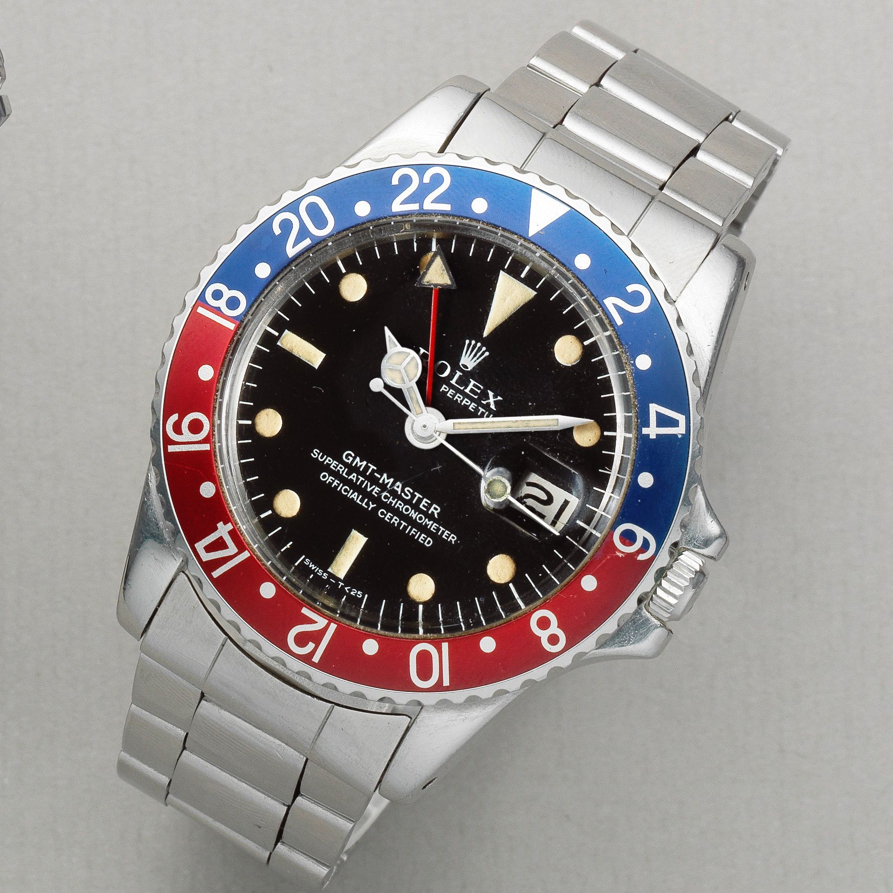 Rolex Rolex. A stainless steel automatic calendar bracelet watch with 'Pepsi' bezel GMT Master, Ref: 1675, Circa 1967 · 1675