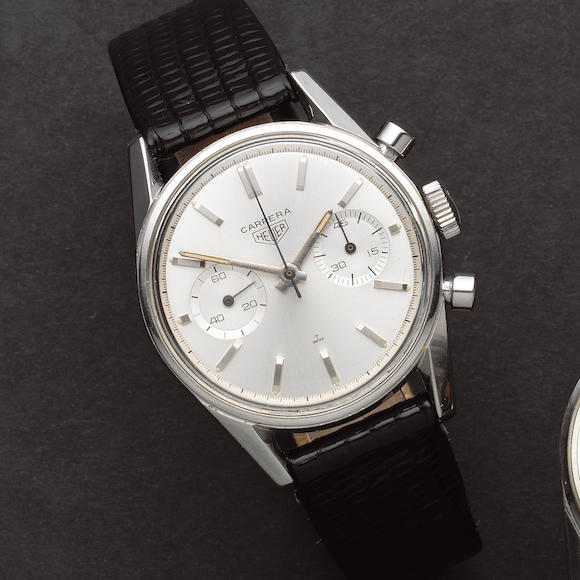 Bonhams : Heuer. A stainless steel manual wind chronograph wristwatch ...