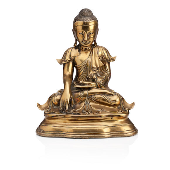 Bonhams : A bronze figure of Buddha, Shakyamuni Tibetan, 19th century