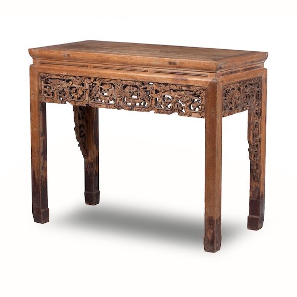 Bonhams A carved wood altar table Qing
