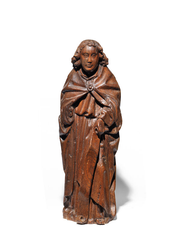 Bonhams : A late 15th/early 16th century carved oak sculpture of a male ...