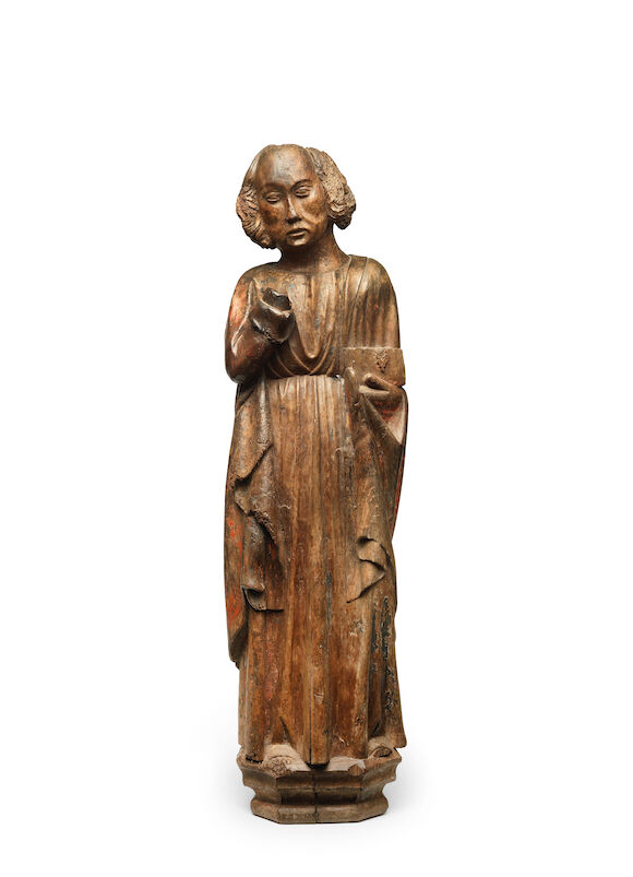 Bonhams : A 16th century carved walnut sculpture of a male saint ...