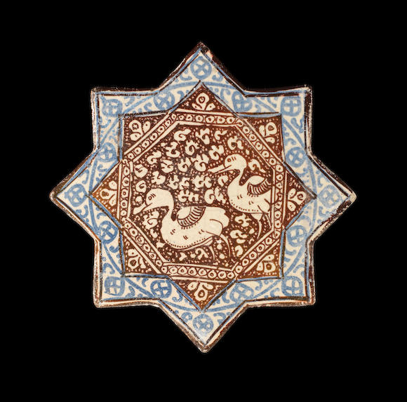 Bonhams A Kashan Lustre Pottery Star Tile Persia 13th Century