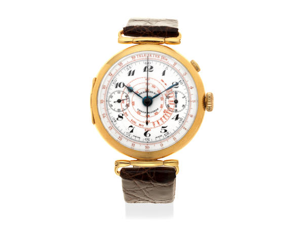 Bonhams : Eberhard. A gold plated manual wind single button chronograph ...