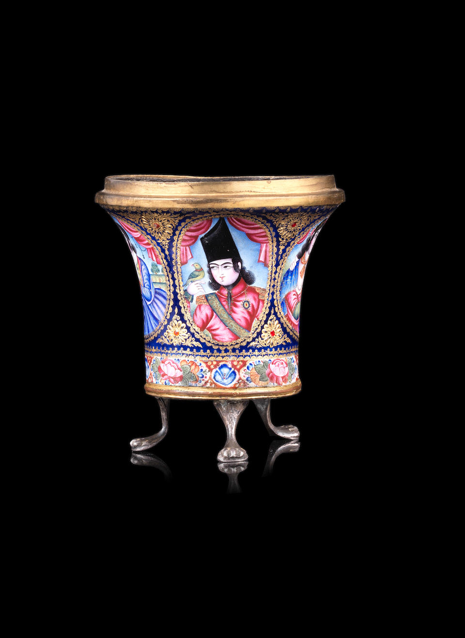 Bonhams A Fine Qajar Enamelled Ghalian Cup Persia 19th Century