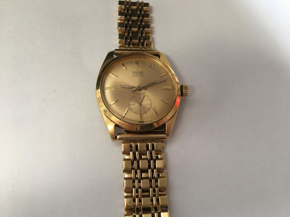 Bonhams : Rolex. An 18K gold manual wind bracelet watch Veriflat, Ref ...