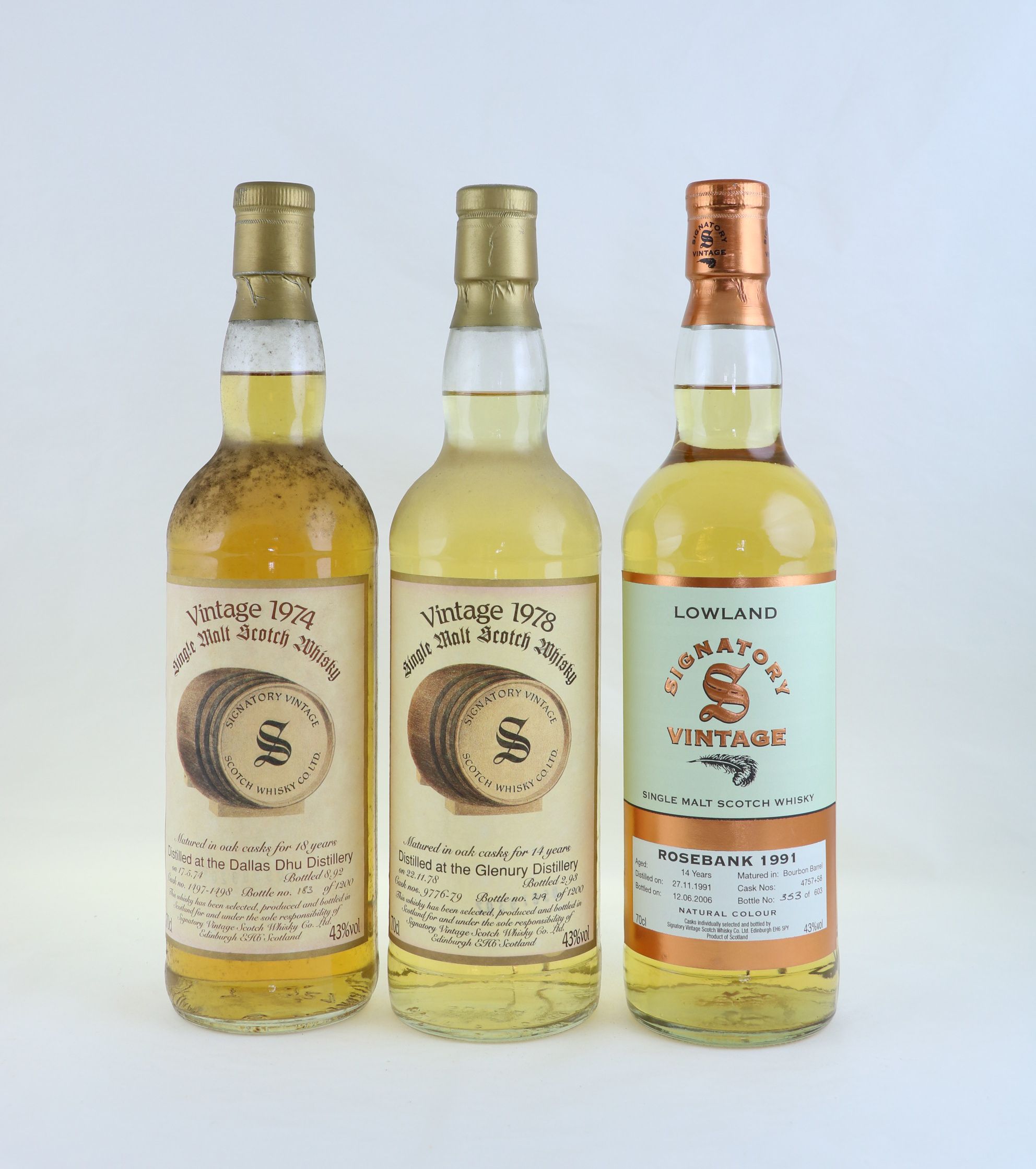 Bonhams Dallas Dhu18 year old1974 Glenury14 year old1978 Rosebank