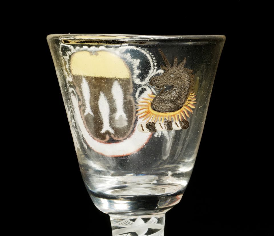 Bonhams The Kitson Wineglass a very fine armorial wine glass from