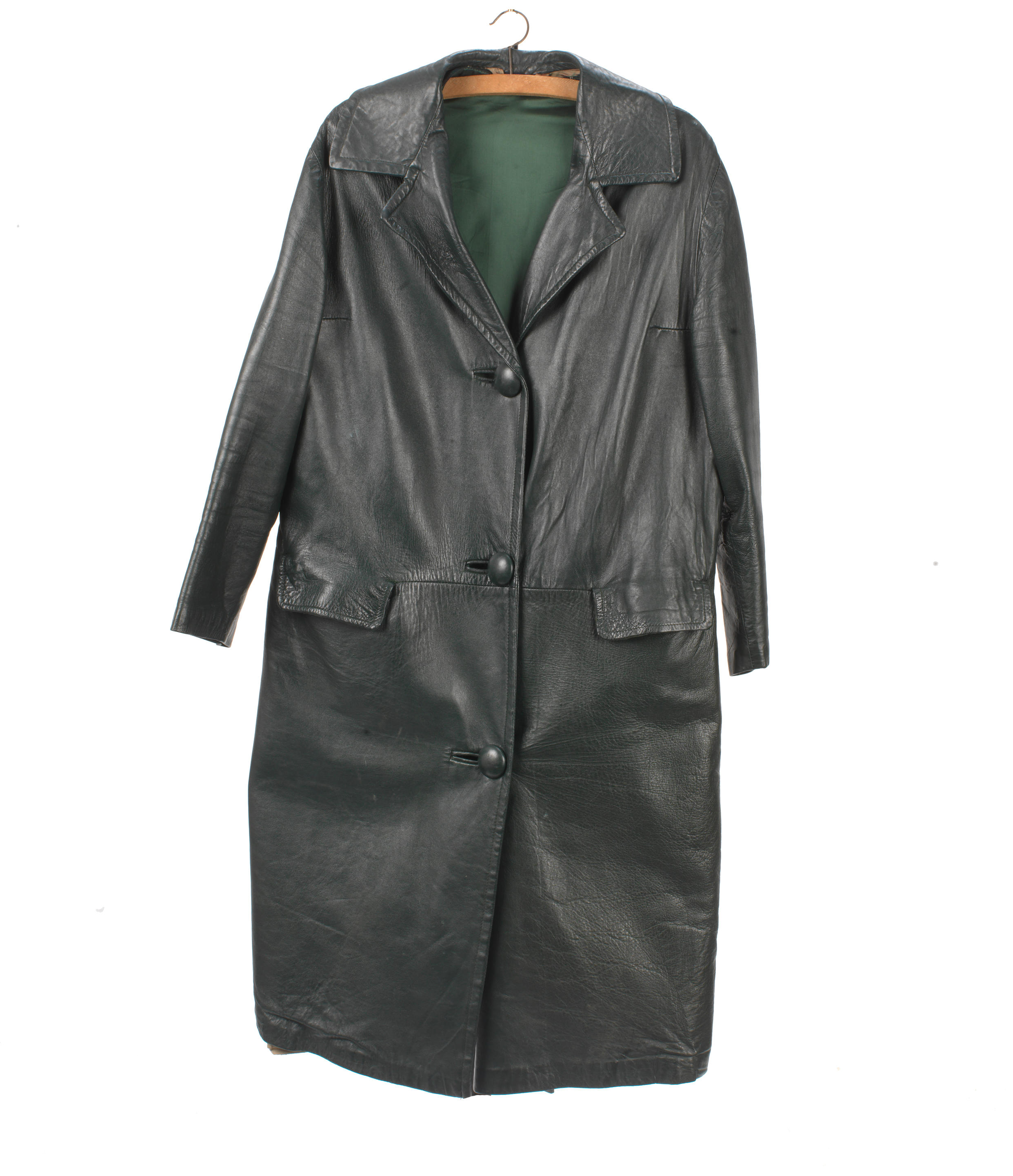 Bonhams Cars : A ladies' green leather motoring coat, ((2))