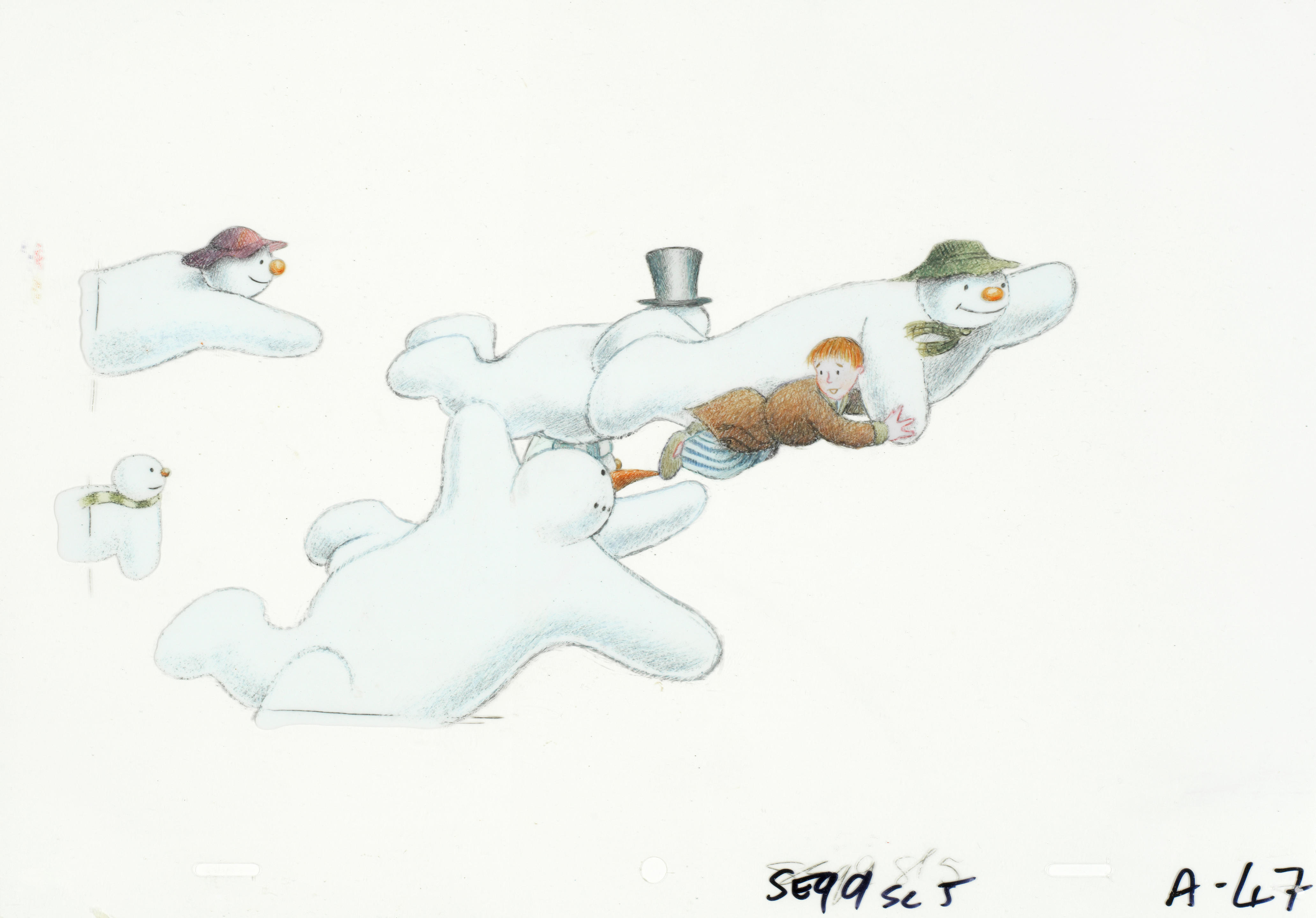 Bonhams : The Snowman An Animation cel of The Snowman flying with James ...