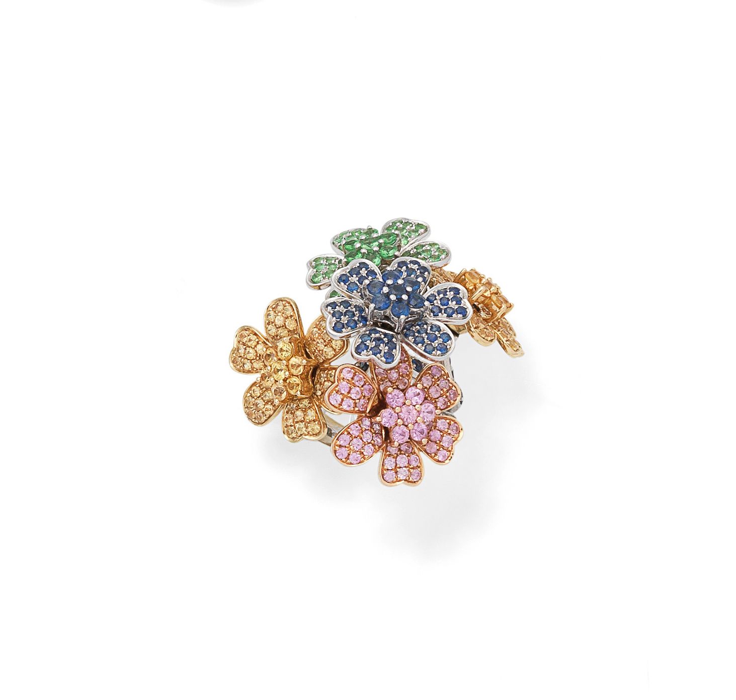 A gem-set floral ring