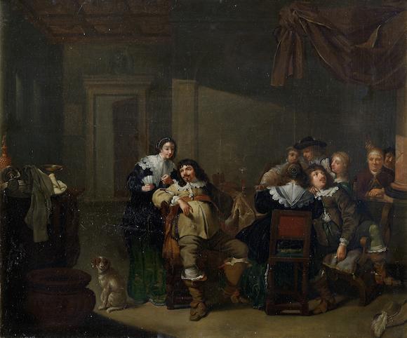 Bonhams : Jacob Duck (Utrecht 1600-1667) Elegant figures in an interior