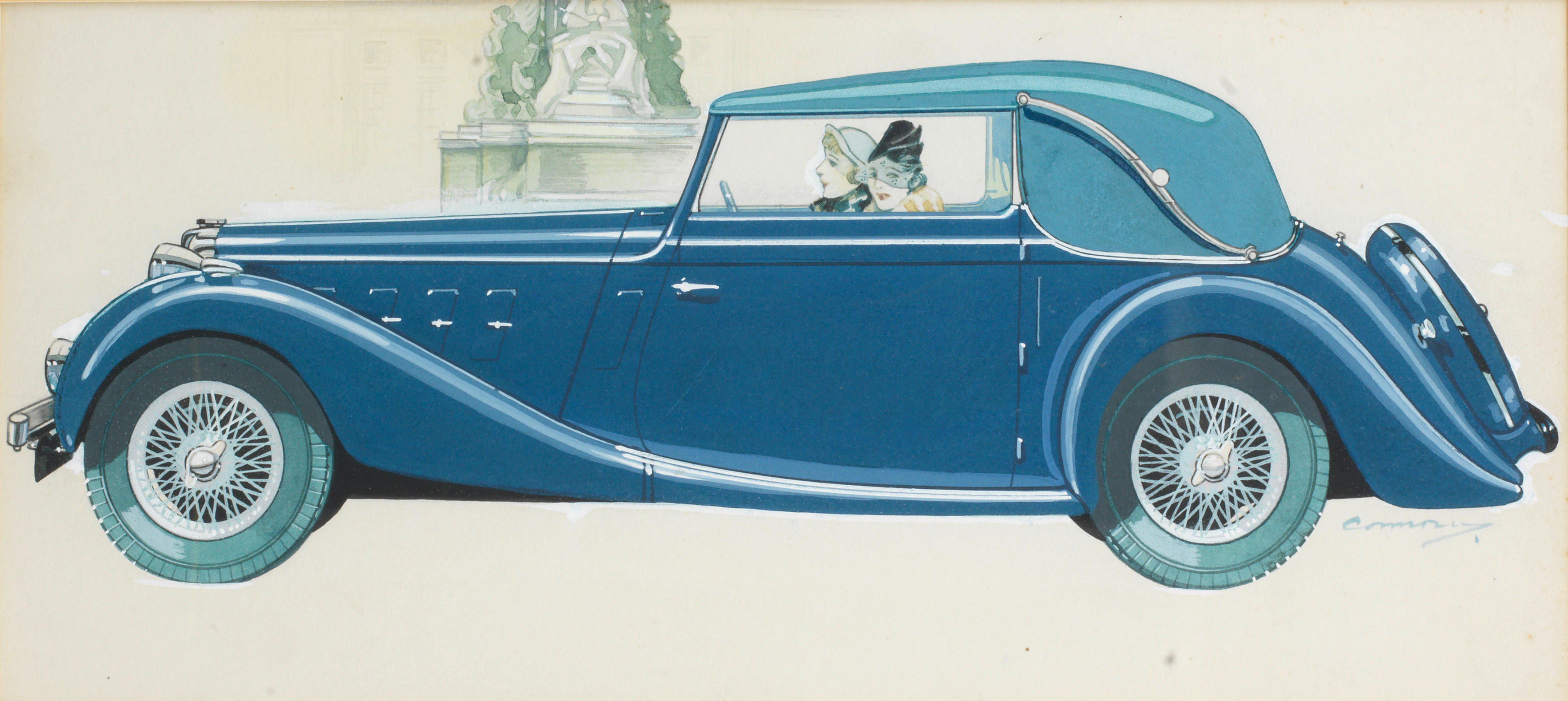 Bonhams Cars : Harold Connolly, Two MG SA sales brochure illustrations ...