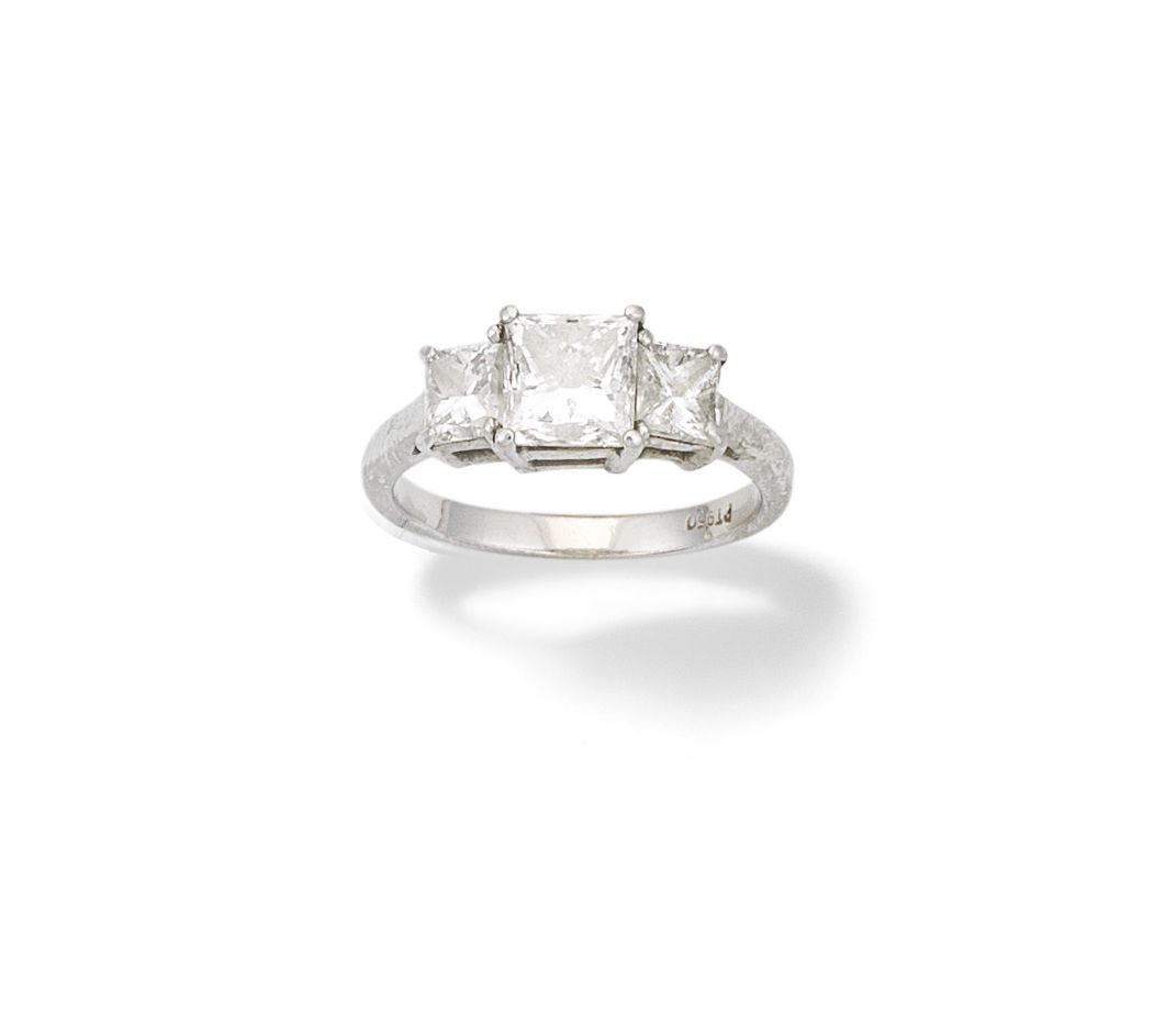 A diamond three-stone ring