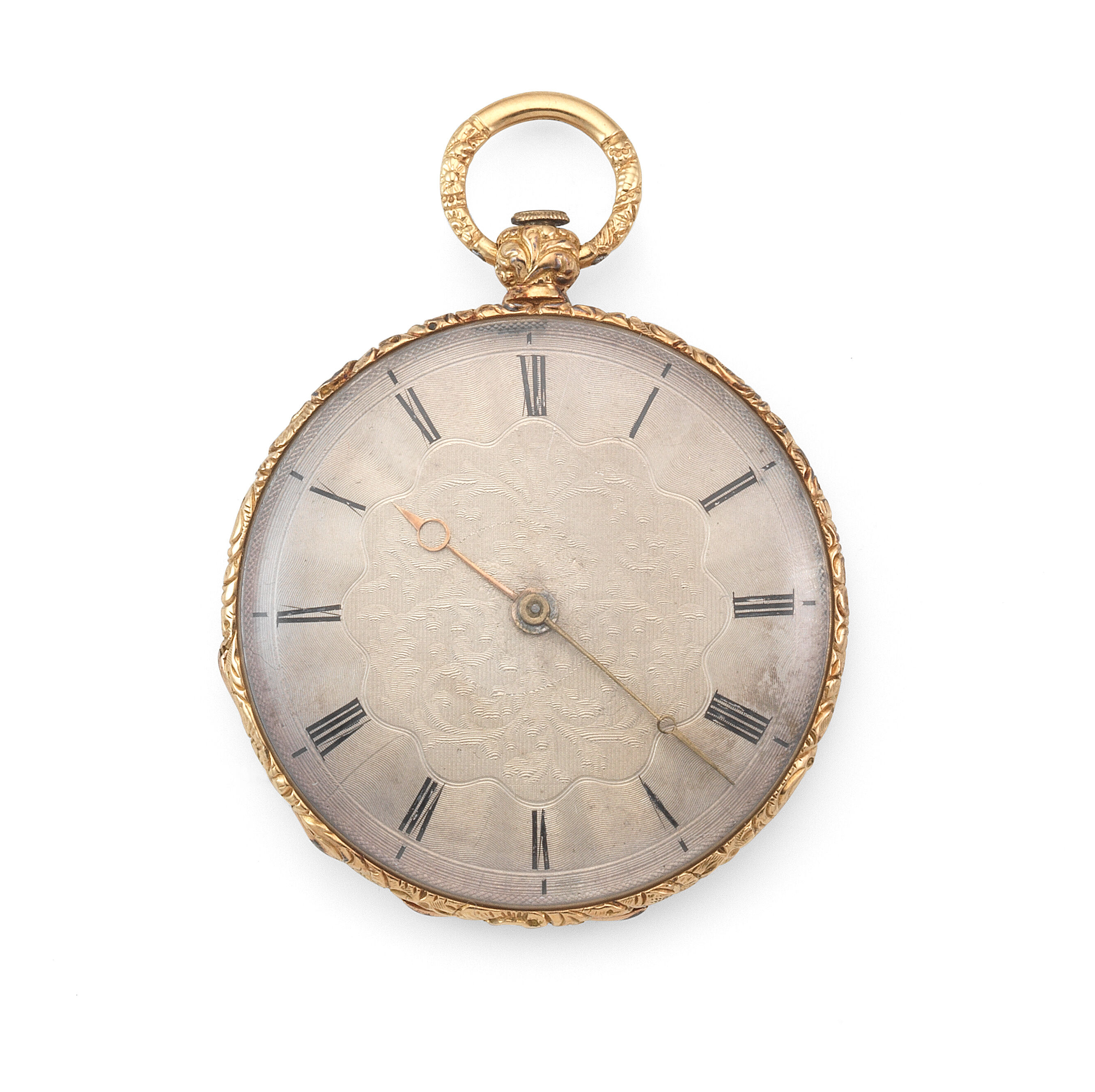 Bonhams : A continental gold keyless wind open face pocket watch Circa 1850