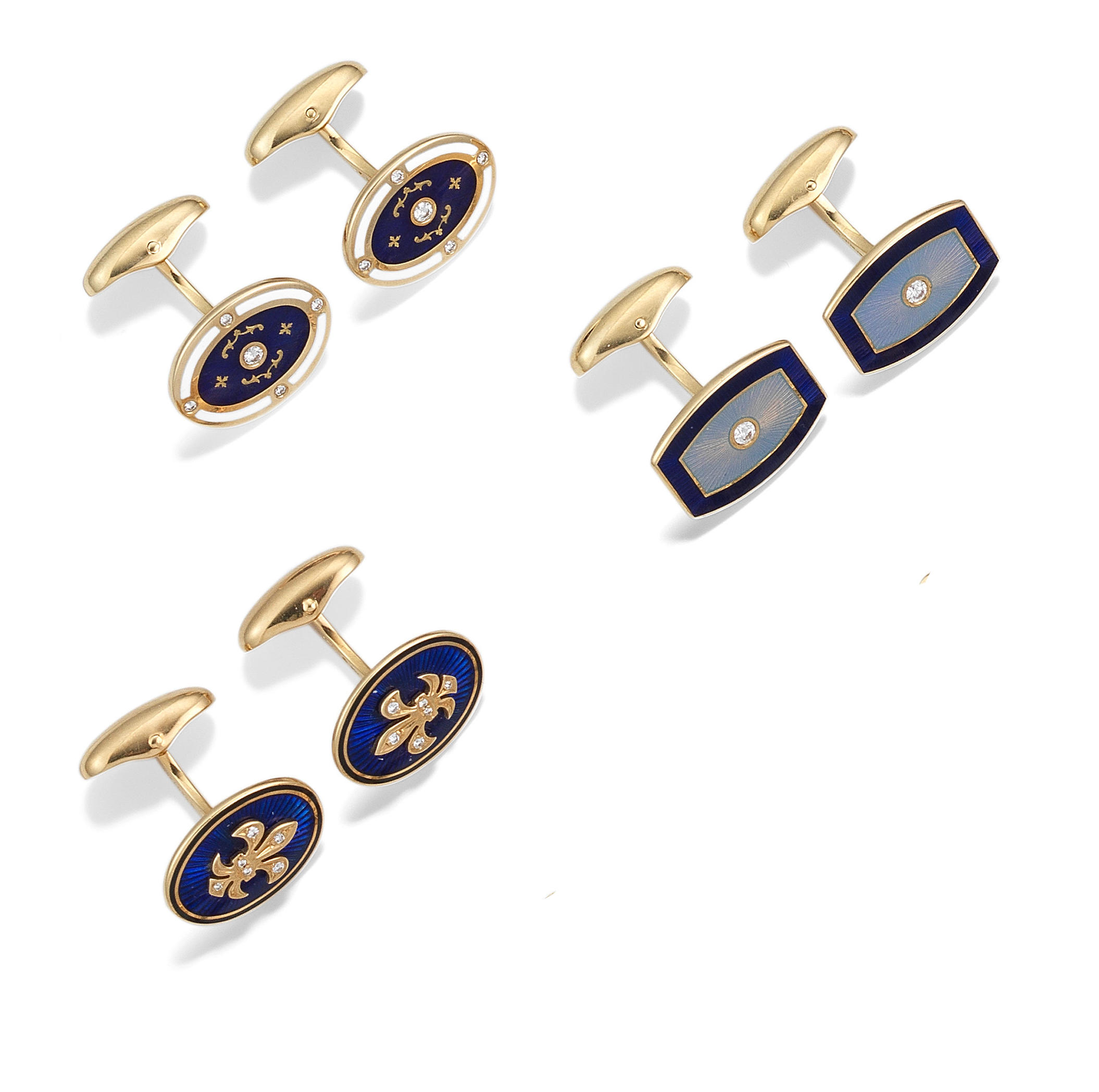 Vintage Hermès Stirrup Cufflinks in 18 Karat Gold with Sapphire, French  circa 1950.