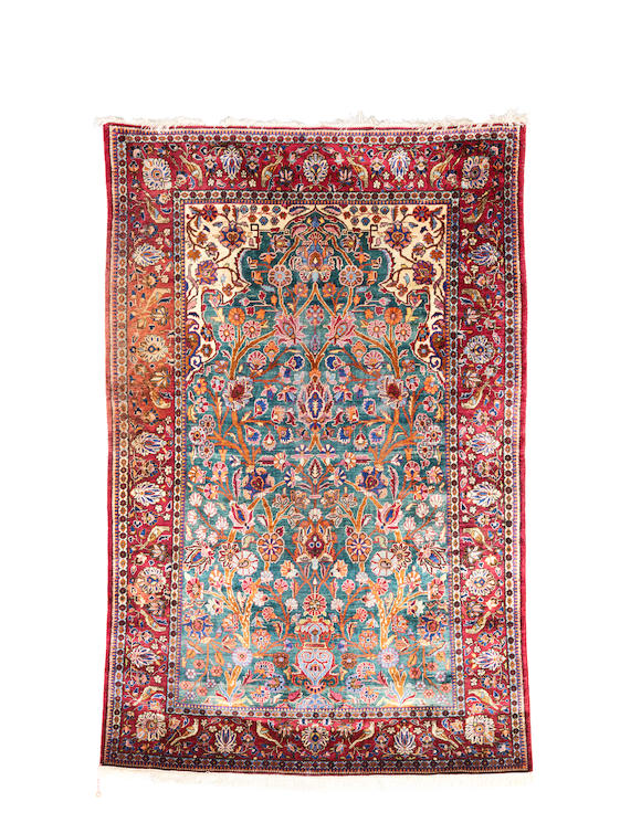 Bonhams A Silk Kashan Rug Central Persia 156cm X 104cm