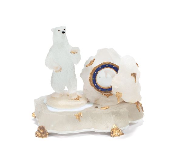 Bonhams A gilt metal and gold mounted, diamond and lapis set glass