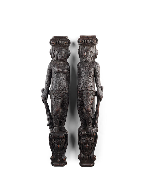 Bonhams : A rare pair of late 16th century carved oak figural terms ...