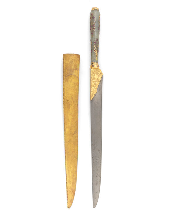 Bonhams : An Ottoman gem-set jade-hilted dagger Turkey, 19th Century