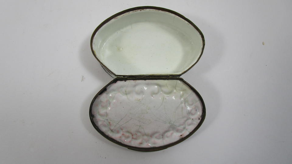 Bonhams : A painted enamel snuff box and cover 18th century