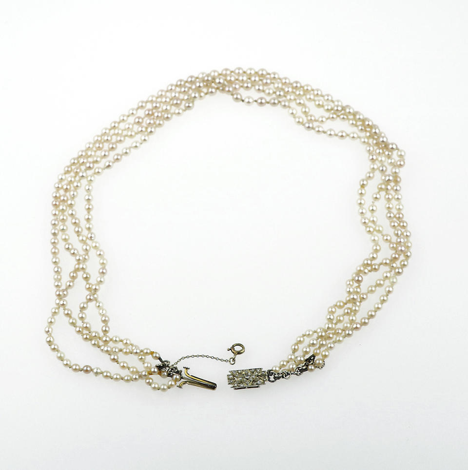 Bonhams : A four-strand pearl necklace