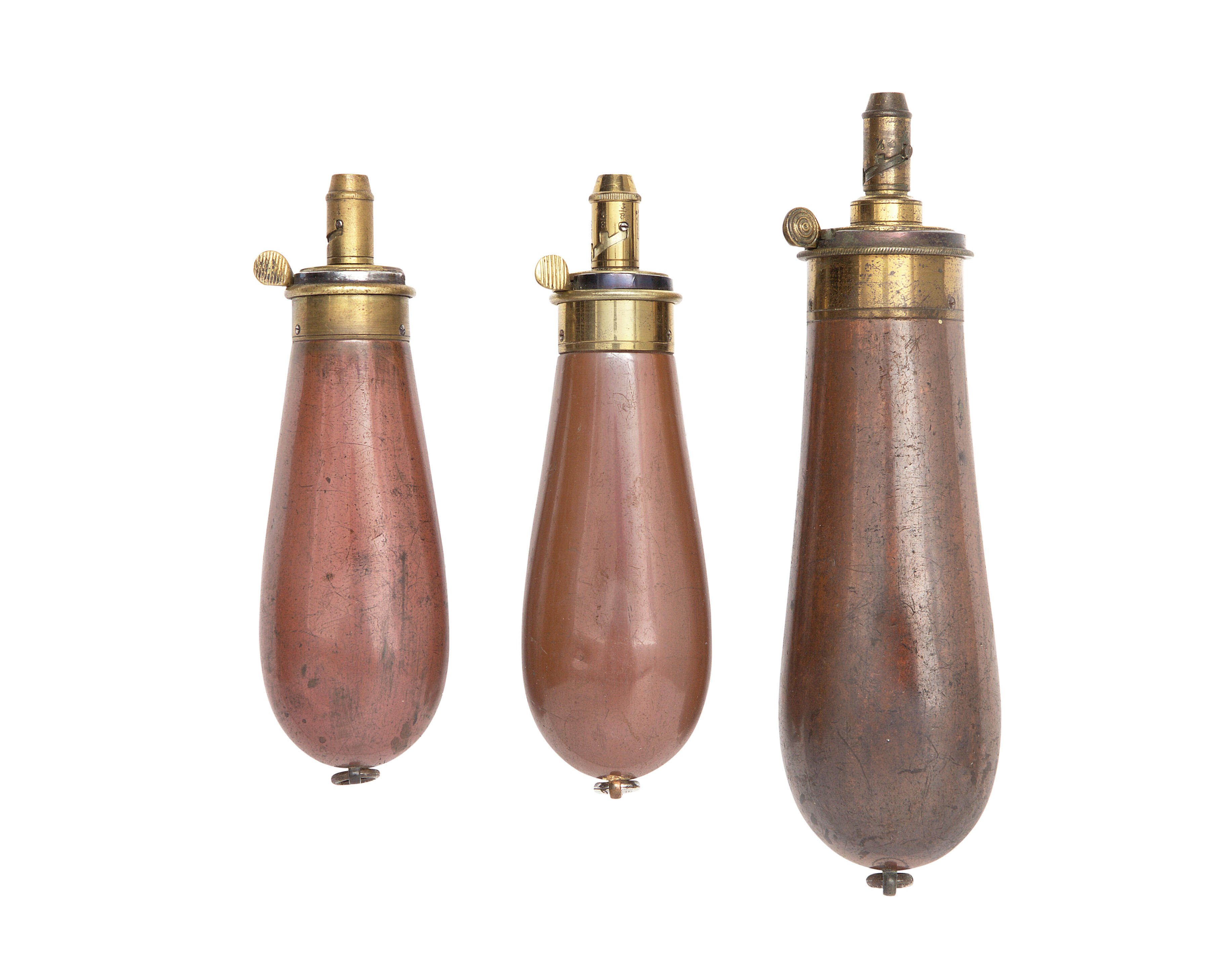 Lot - G & J W Hawksley copper and brass powder flask