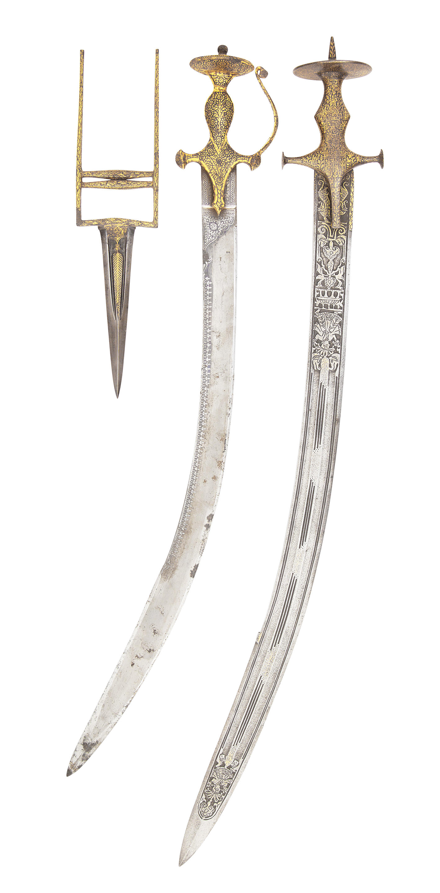 Epée en acier à poignée à décor koftgari argent (tulwar)…