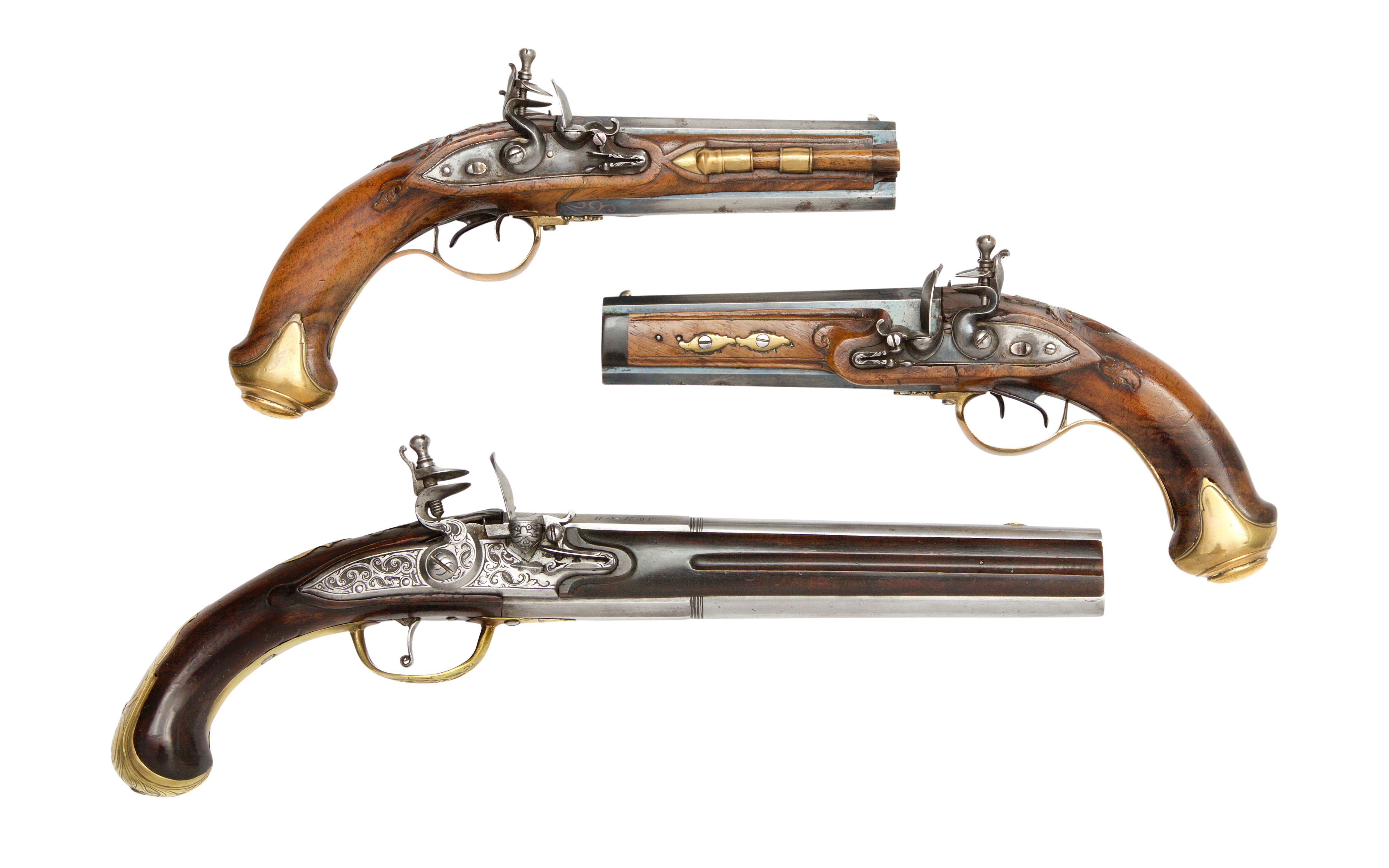 Bonhams : A Pair Of Austrian 50-Bore Flintlock Over-And-Under Pistols