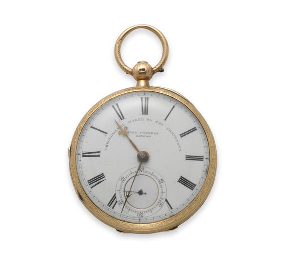 Bonhams : John Forrest, London. An 18K gold key wind open face pocket ...