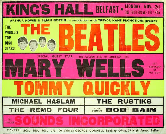 Bonhams : The Beatles A very rare Belfast concert poster, 1964,