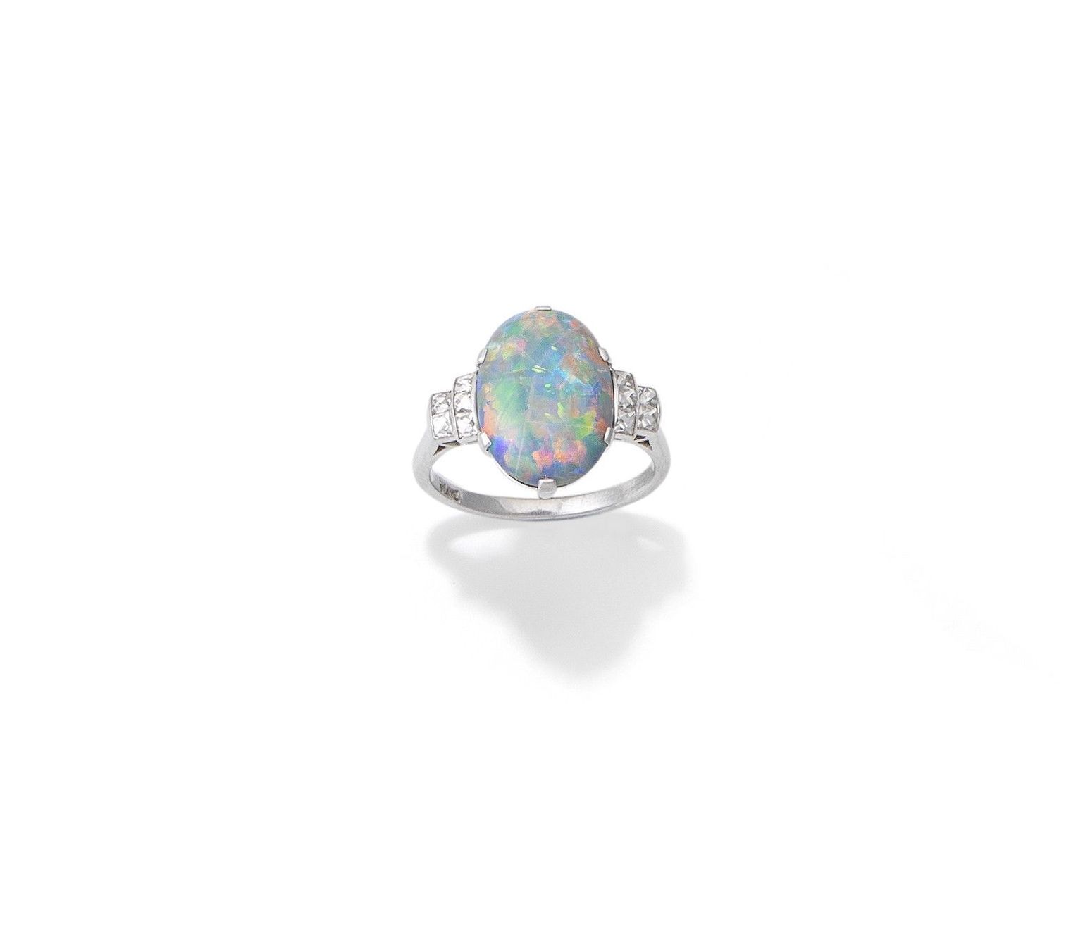 An opal and diamond ring