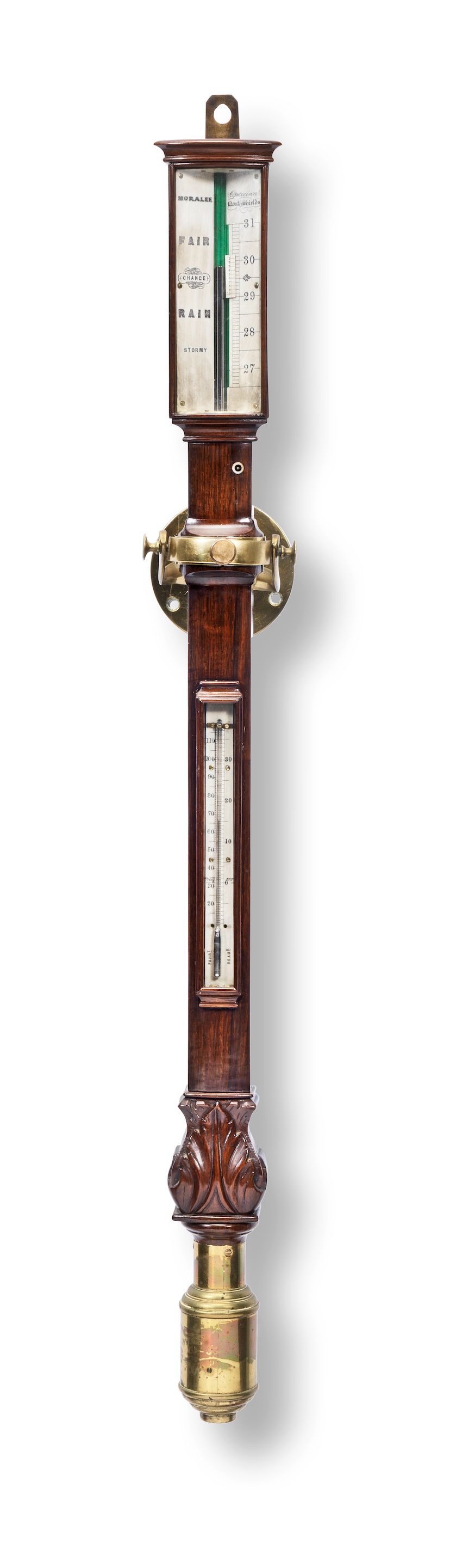 Bonhams A mid 19th century mahogany rosewood marine stick barometer