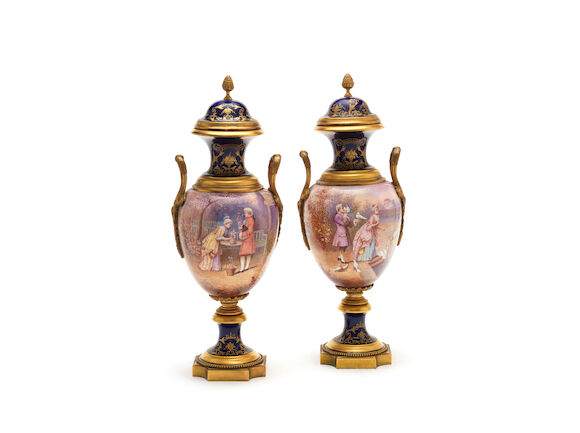 Bonhams : A pair of early 20th century French gilt bronze mounted ...
