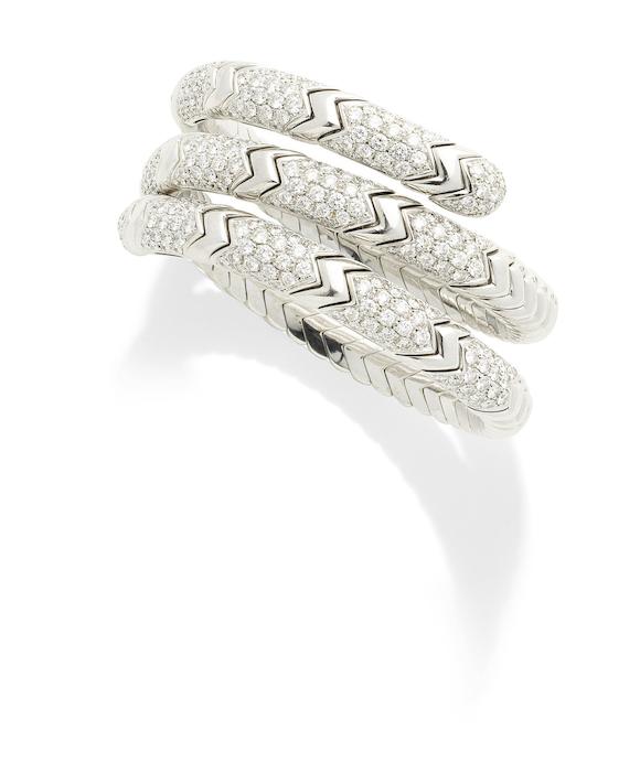 Bonhams : A diamond 'Spiga' bracelet, by Bulgari