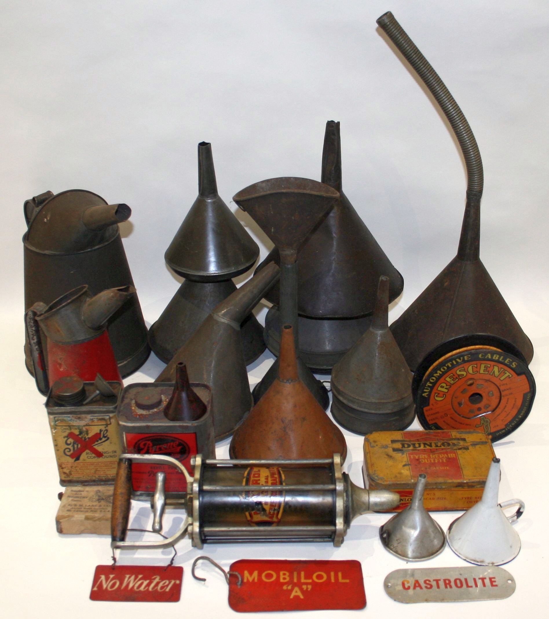 Bonhams Cars : A Mixtrol dispenser and assorted funnels, ((Qty))