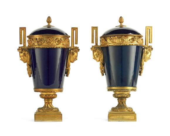Bonhams : A pair of late 19th century French gilt bronze mounted 'bleu ...