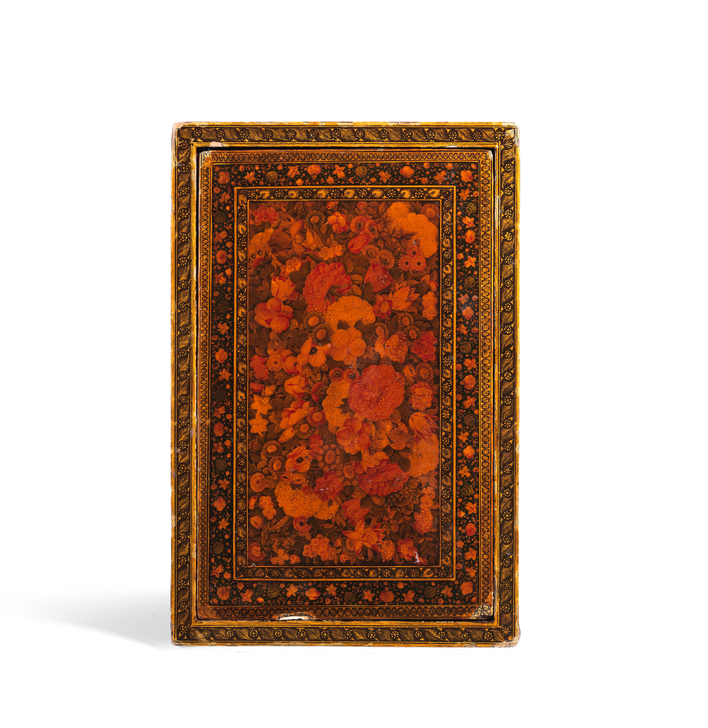 Bonhams A Large Qajar Lacquer Papier Mâché Mirror Case Persia 19th Century