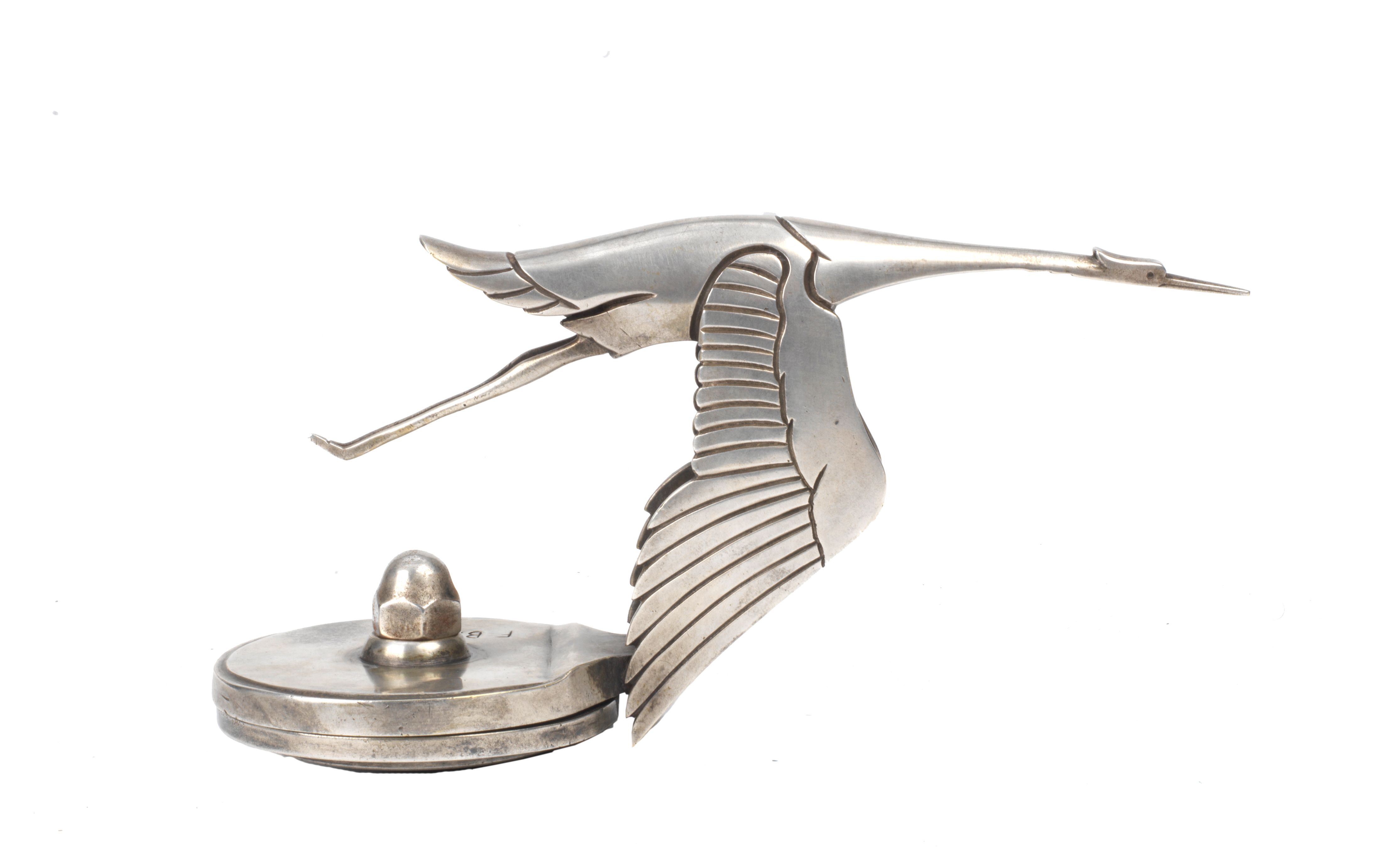 Trophée Mascotte Rare Hispano-Suiza – Cigogne – Bronze Et Métal Argenté Doré