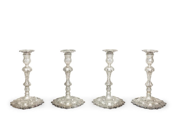 Bonhams : A Set Of Four George Ii Candlesticks London 1749, By William 