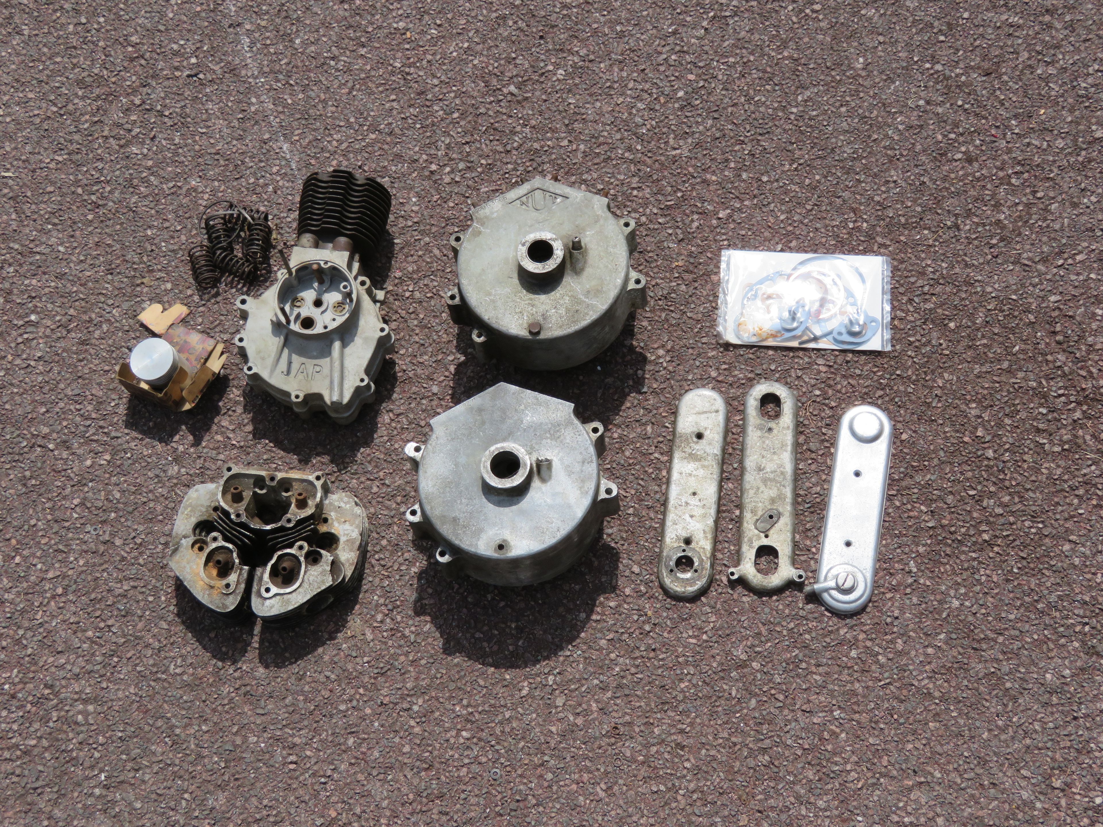 A selection of engine components,