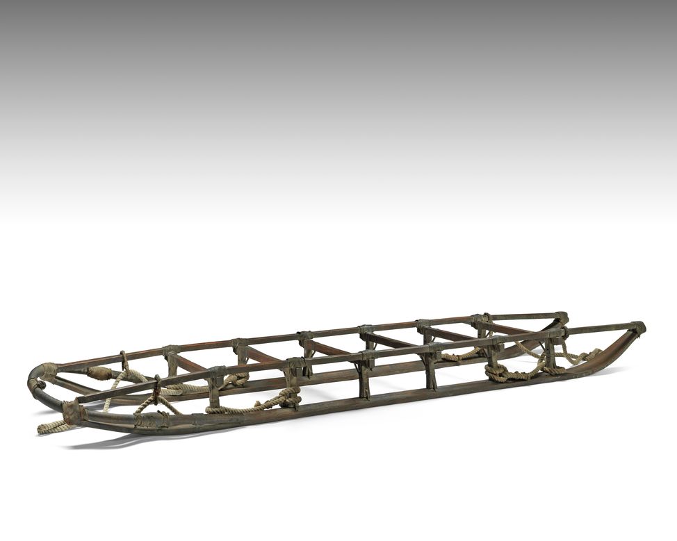 BRITISH ANTARCTIC EXPEDITION Sledge used on the British Antarctic Expedition 1907&#8211;09 ('Nimrod Expedition'), retained by explorer Eric Marshall, approximately 3360mm. (11 ft.) long; together with framed presentation plaque, stating "The Sledge, hanging above, was one of those used on the Expedition, & was presented to the School by Dr. Eric Marshall" (2)
