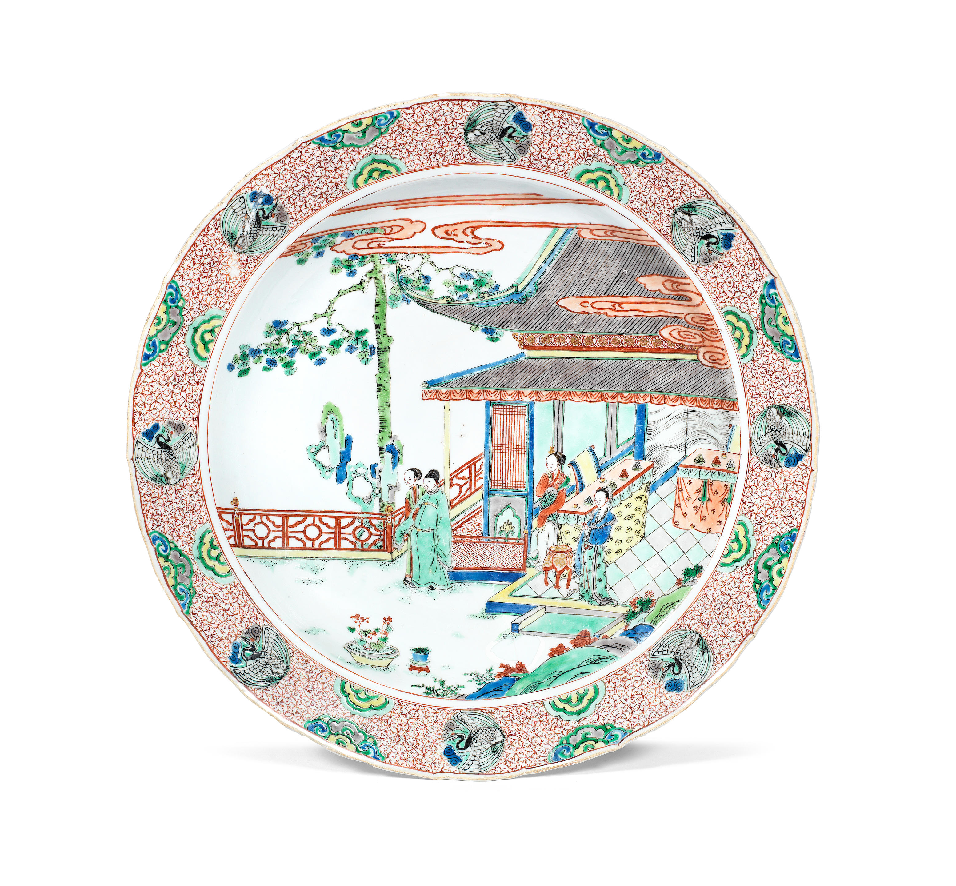 Bonhams : A large famille verte 'Romance of the Western Chamber' dish ...