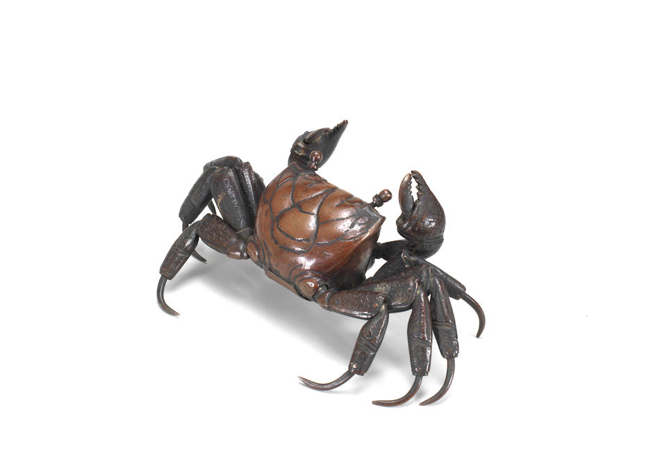 Bonhams : An articulated bronze model of a crab Meiji era (1868-1912 ...