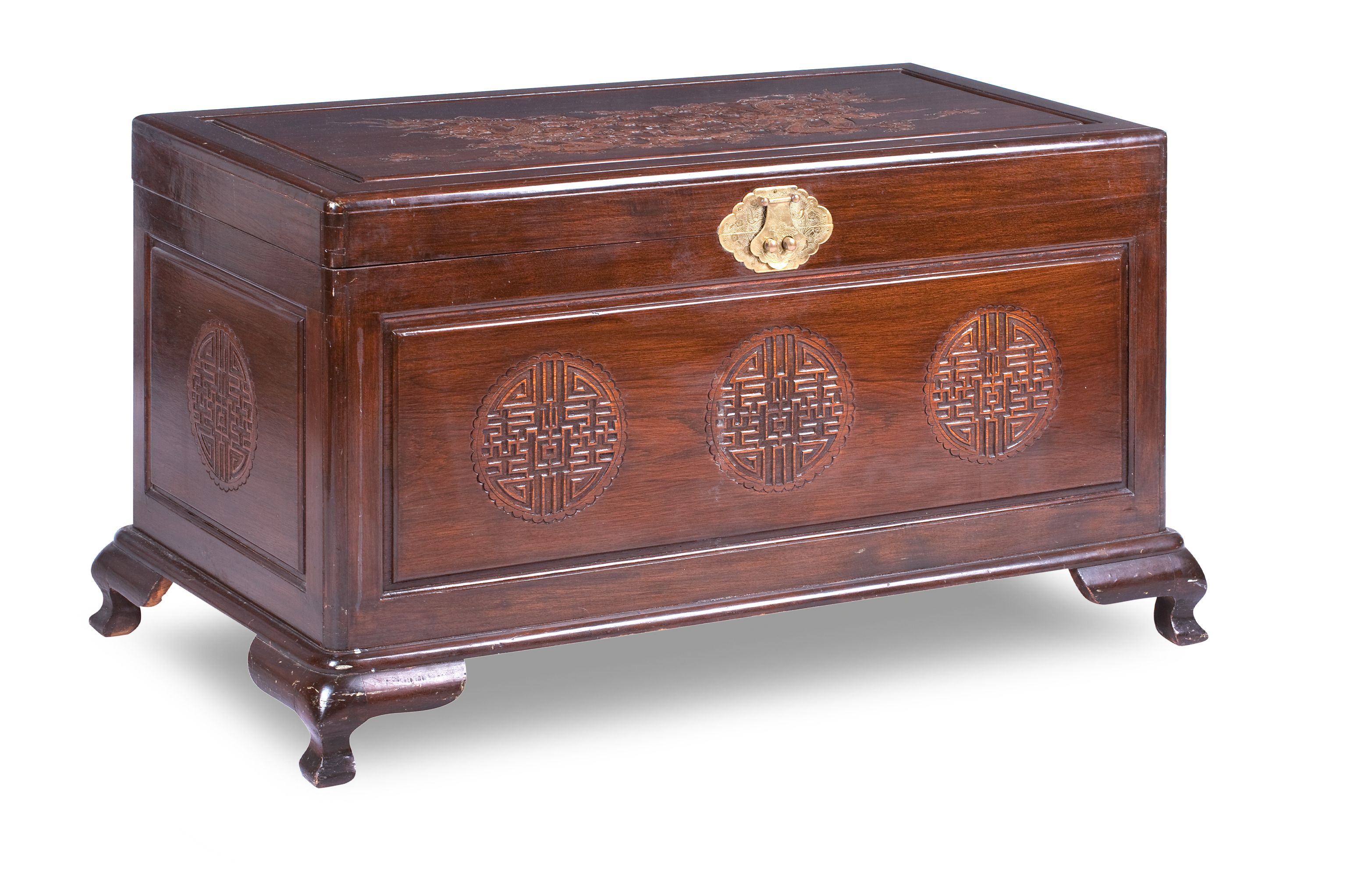 Bonhams A camphor woodlined hardwood travel trunk 20th century