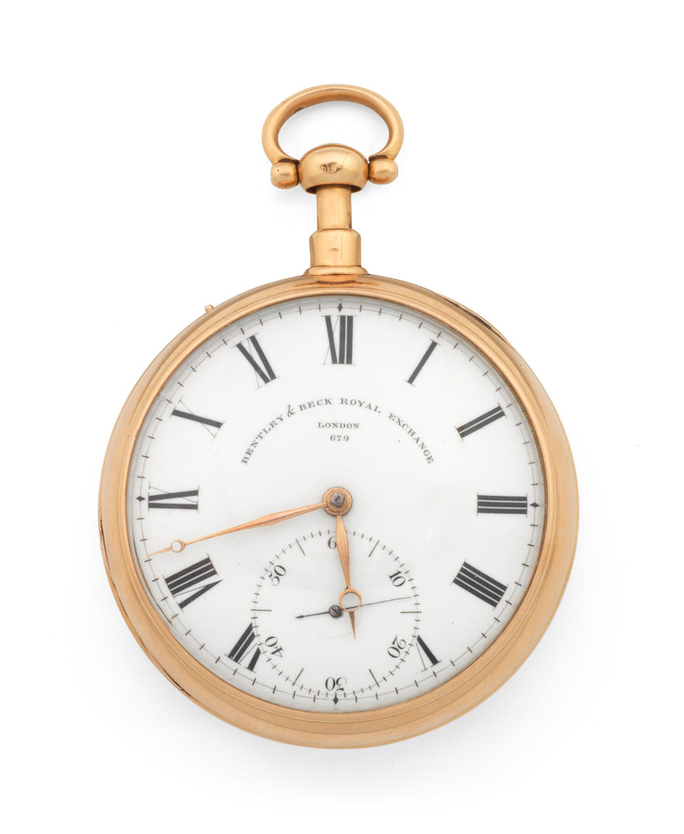 Bonhams Bentley Beck Royal Exchange London An 18k Gold Large Open Face Minute Repeating Pocket Watch With Duplex Escapement Circa 15